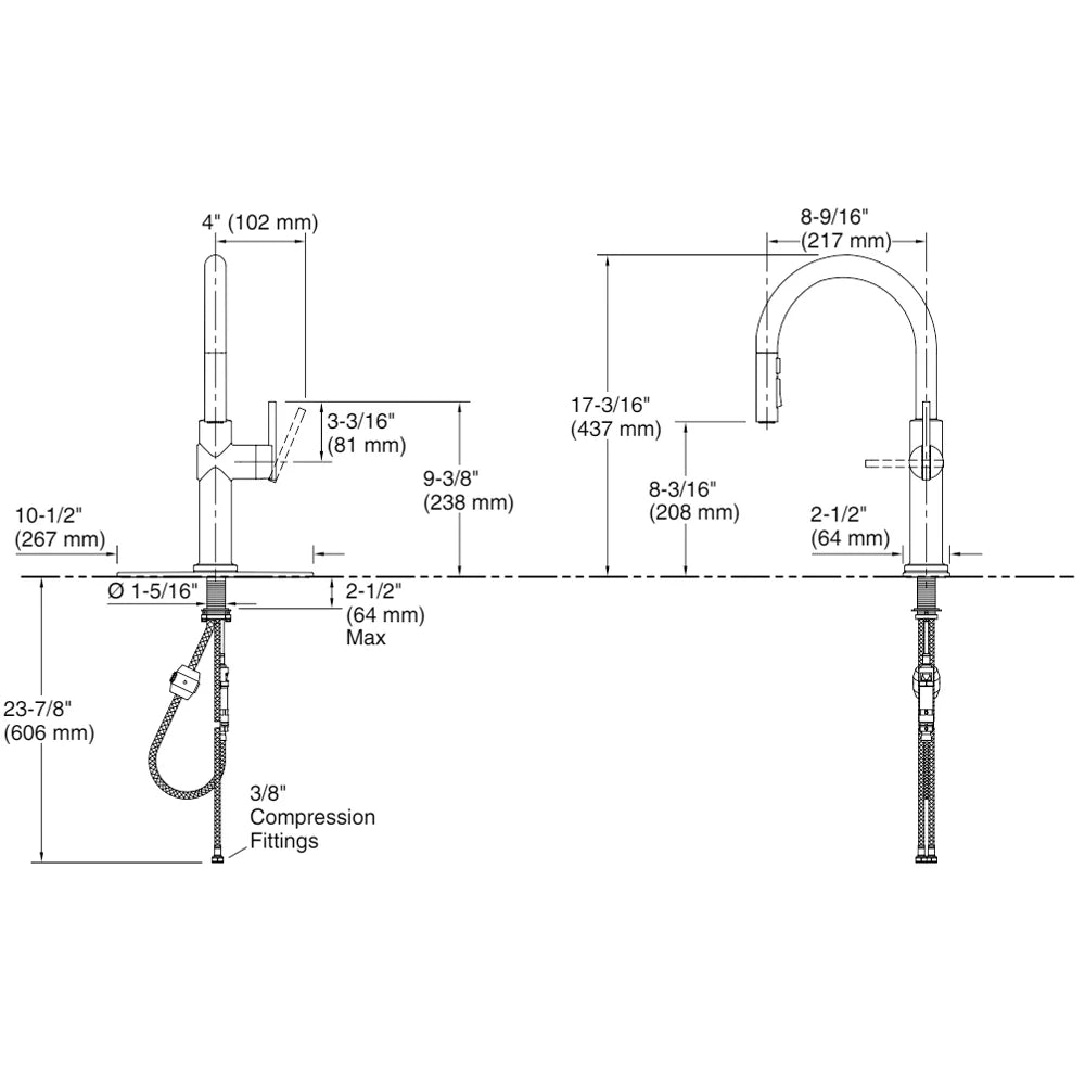 Kohler Crue Pull- Down Kitchen Faucet Matte Black (22972T-4E-BL)