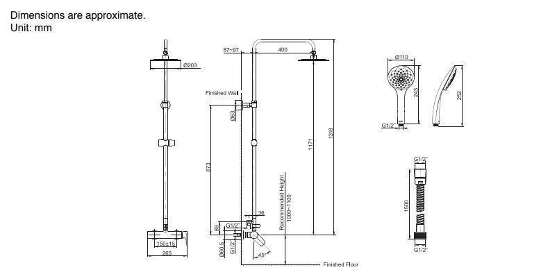 Kohler Aleo Dual Shower Column Polished Chrome (97826T-4E-CP)