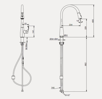 Kohler Simplice Pulldown Kitchen Mixer Matte Black (596T-4E-BL)