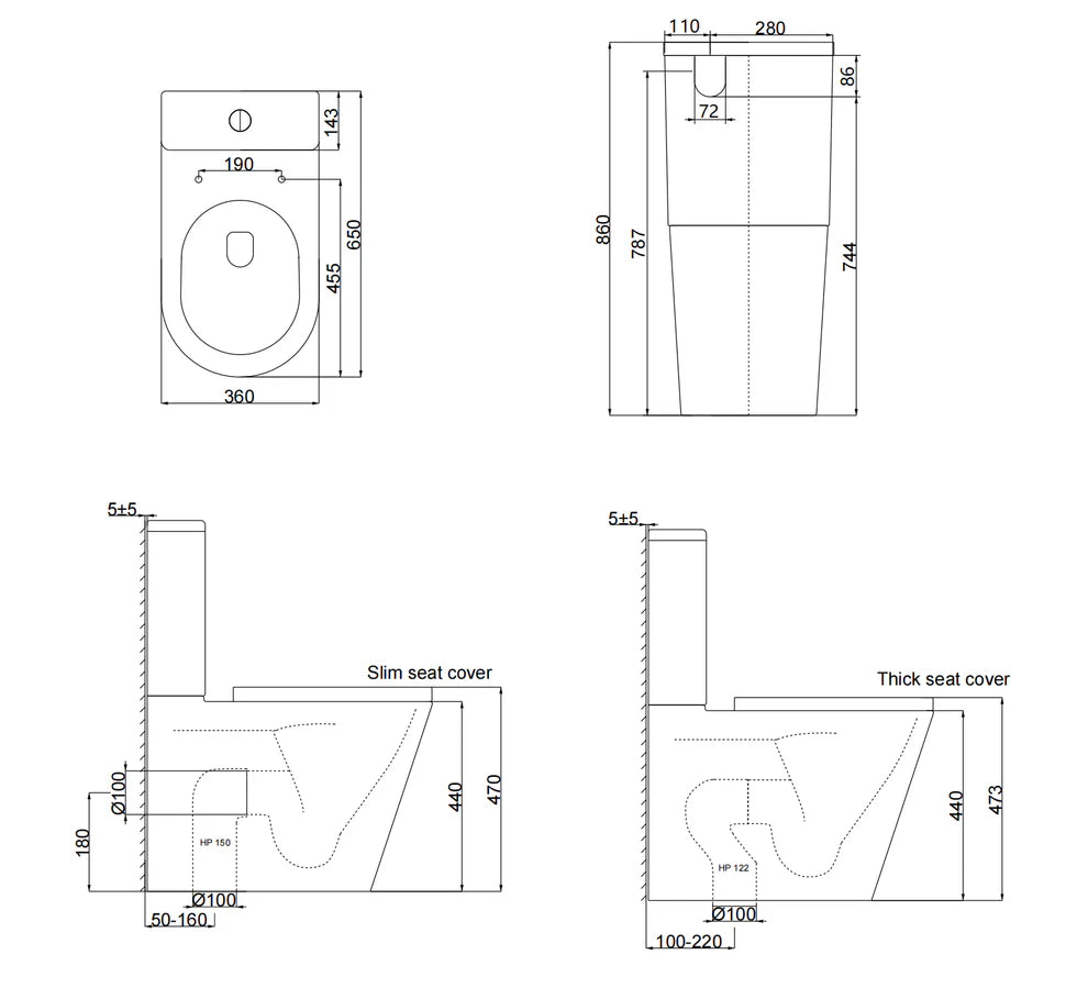 KB Sirra Rimless Back to Wall Toilet Suite P/S Trap KB-DL2297