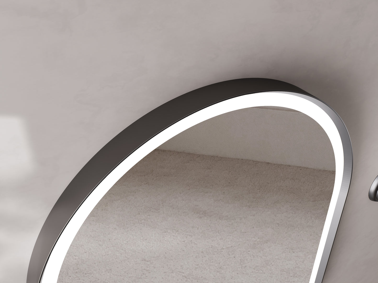 KB Modena Oval LED Frosted Mirror W600*H900*D43mm Brushed Titanium  (KB-OVAL-AF6090-BRT)