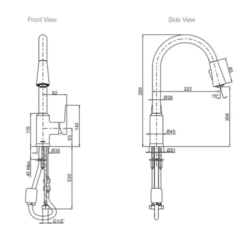 Kohler Taut Pull Out Spray Kitchen Mixer Chrome (21367T-4E-CP)