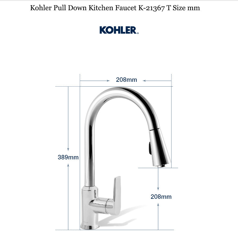 Kohler Taut Pull Out Spray Kitchen Mixer Chrome (21367T-4E-CP)