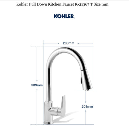 Kohler Taut Pull Out Spray Kitchen Mixer Chrome (21367T-4E-CP)