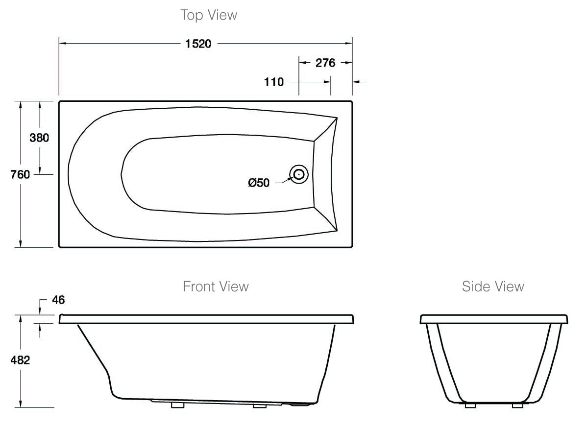 Kohler Odeon 1675mm Drop-In Bath (18223A-0)
