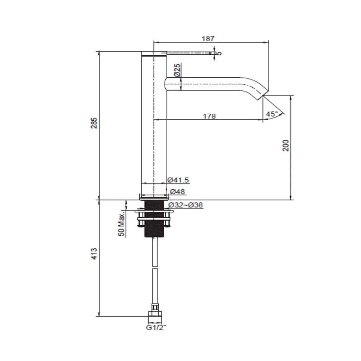 Kohler Components - Tall Basin Mixer Brushed Brass (77959T-4AND-2MB)