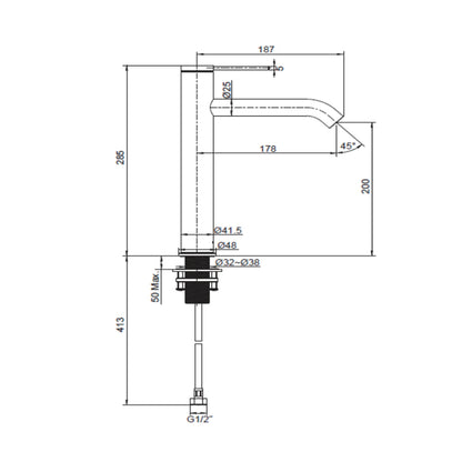 Kohler Components - Tall Basin Mixer Brushed Brass (77959T-4AND-2MB)