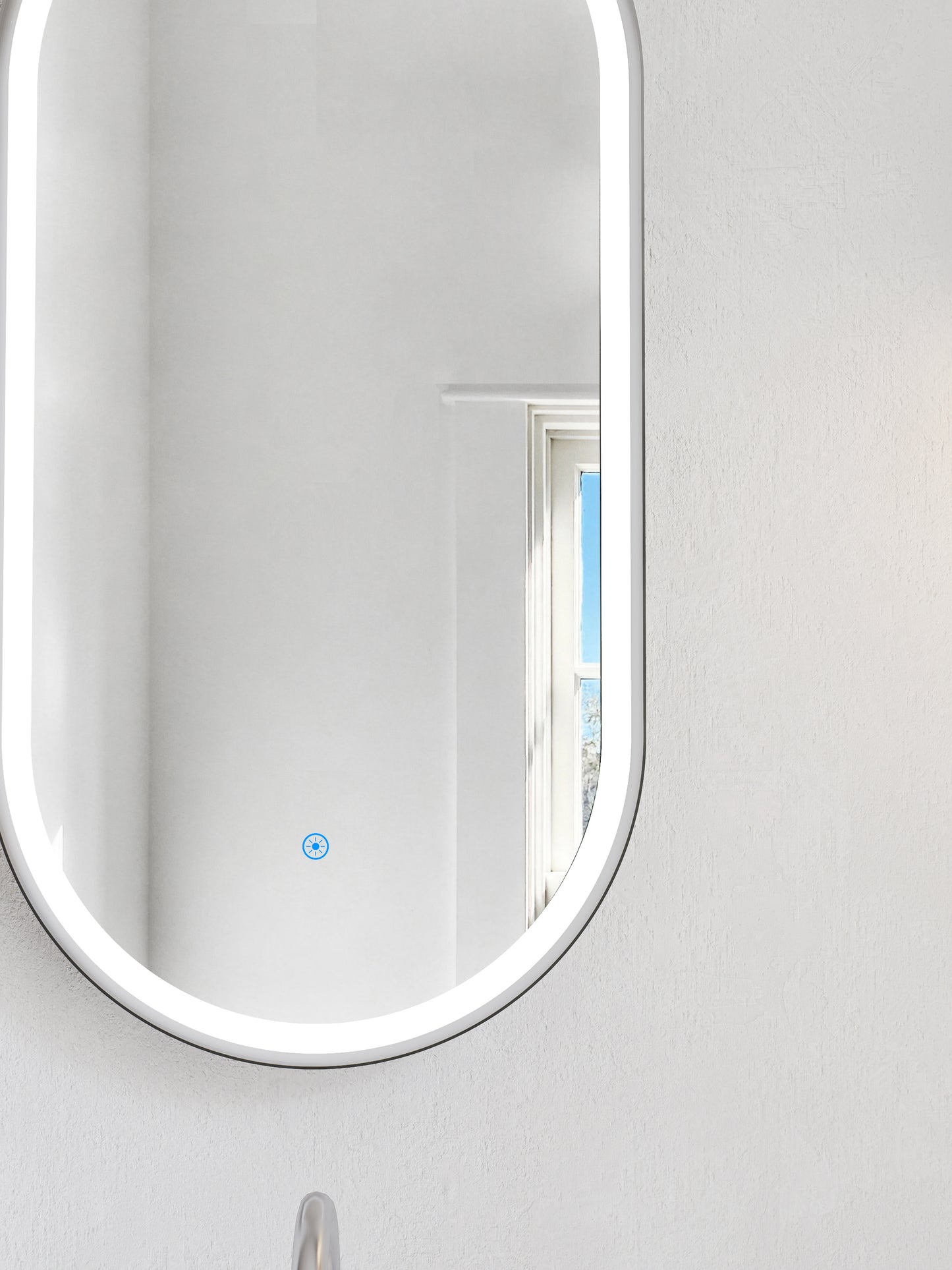 KB Modena Oval LED Frosted Mirror W450*H900*D43mm Brushed Nickel (KB-OVAL-AF4590-BN)