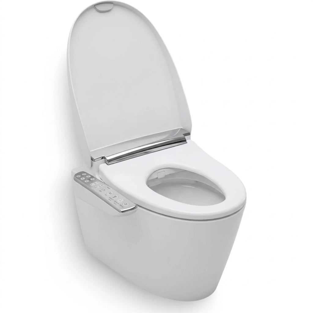 Grande Wall Faced Toilet with Englefield Bidet Seat Side Control Panel