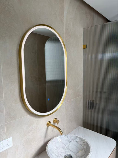 KB Modena Oval LED Frosted Mirror W450*H900*D43mm Brushed Brass (KB-OVAL-AF4590-2MB)
