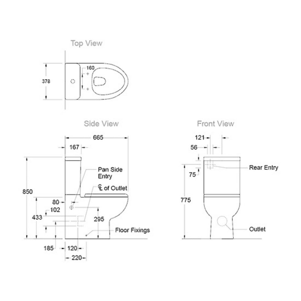 Kohler Parliament Dual Side Entry Toilet Suite (77304A-0)