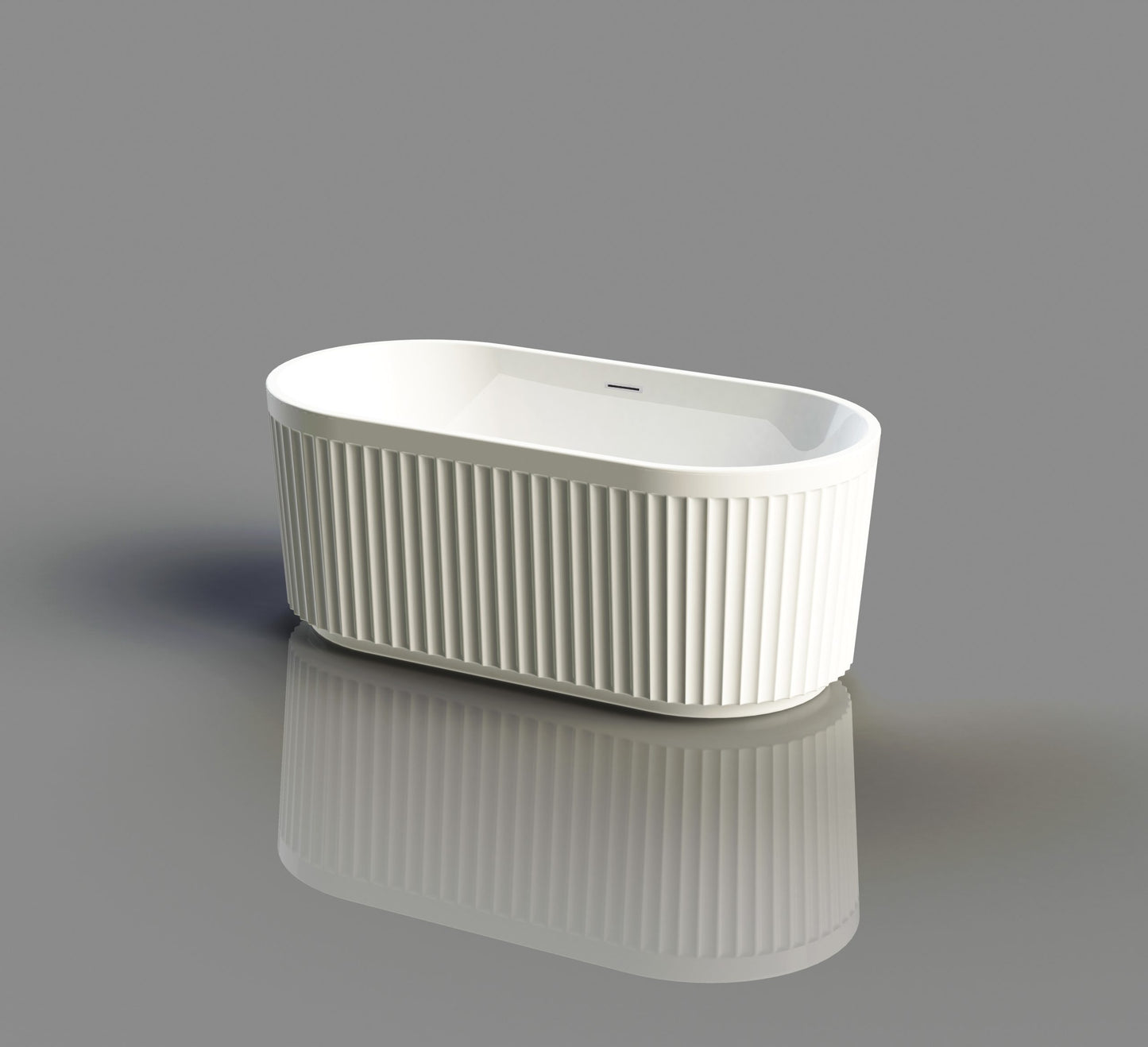 Nora Firenze Free Standing Bath with Overflow 1500mm – Linear Fluted Exterior (RN1010A-1500)