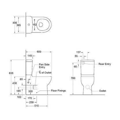 Kohler Reach Back To Wall Toilet Suite - Rear or Side Entry (77303A-0)