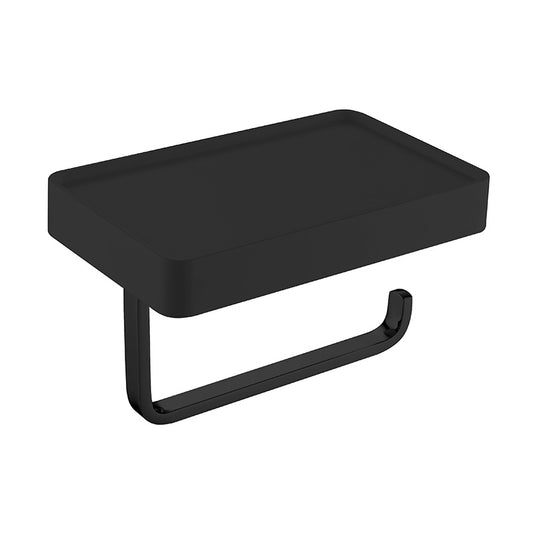 Nora Torino Toilet Roll Holder Electro-plated Matt Black Shelf (ZTPH01BK)