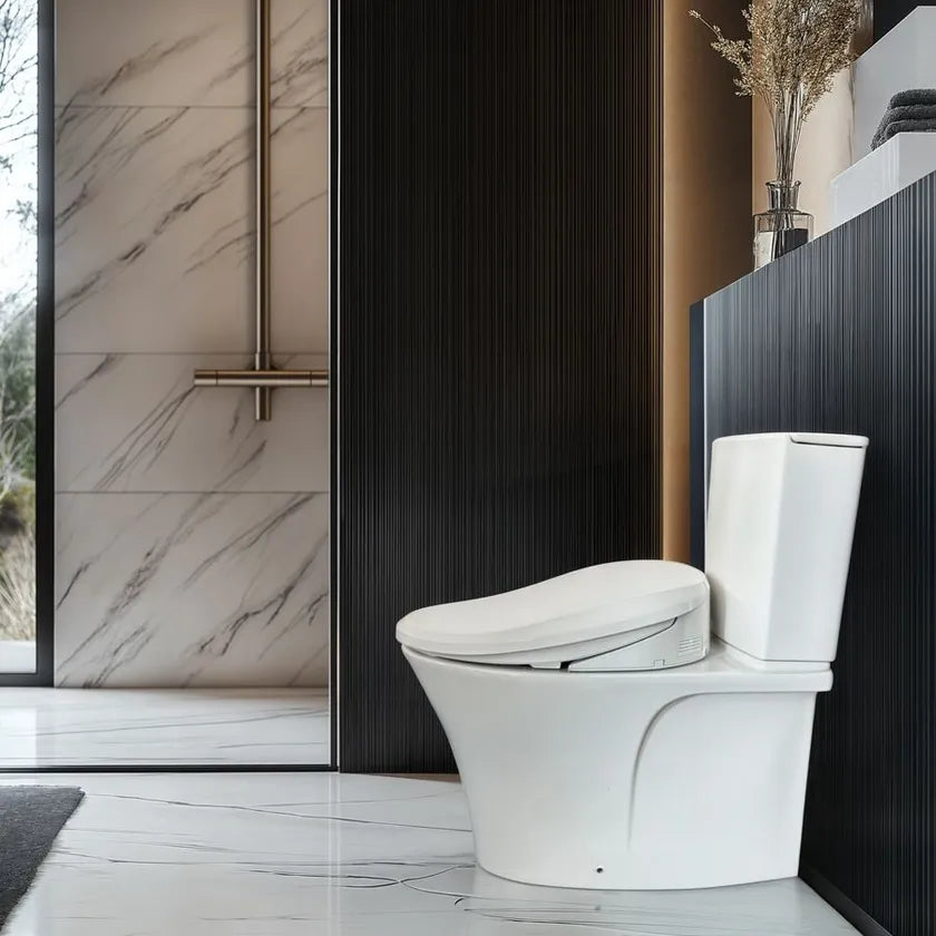 Veil 2pc BTW Toilet with  Kohler Bidet Seat C3-255 - Top Inlet Only - 23624A-C3