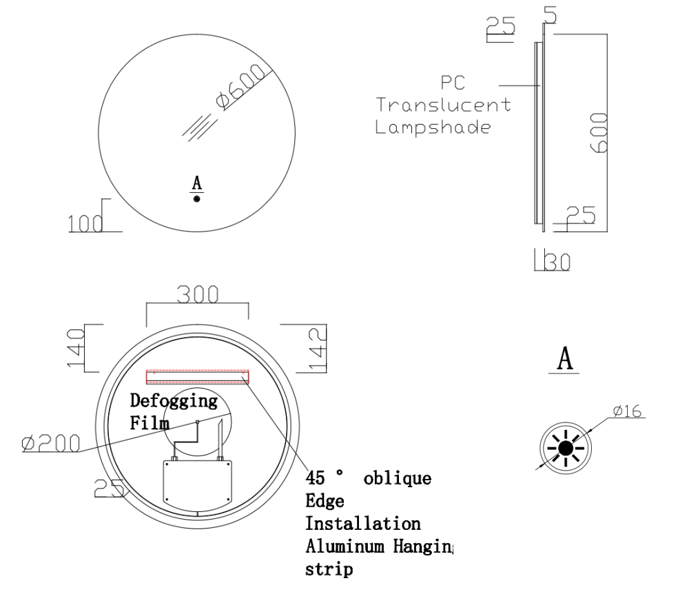 Nora Verona Round Backlit LED Mirror with Demister (JM-RD-600BL)
