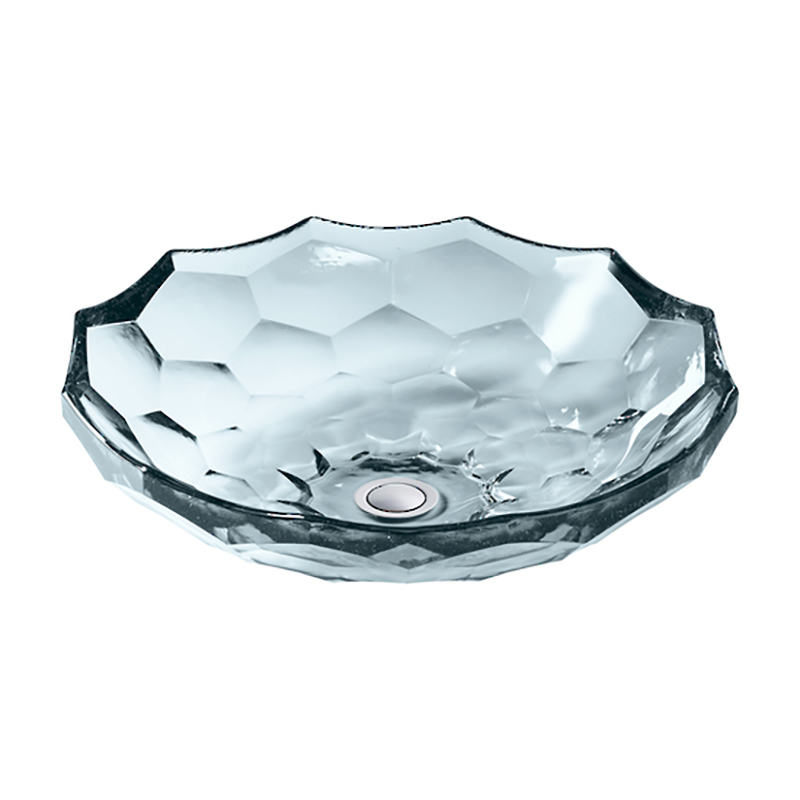 Briolette Faceted Glass Vessel Basin-Translucent Dusk