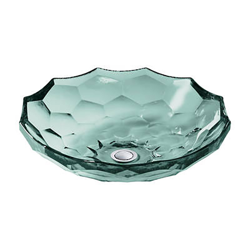 Briolette Faceted Glass Vessel Basin-Translucent Dew