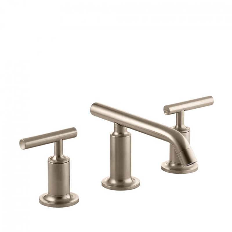 Purist Basin Set with Low Spout-Brushed Bronze