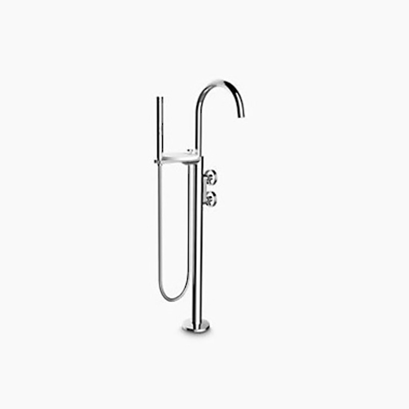 Components Floor Mount Bath Filler with Hand Shower-Brushed Nickel